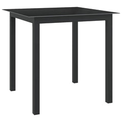 Garden Table Aluminium and Glass Black 80 cm 80 cm
