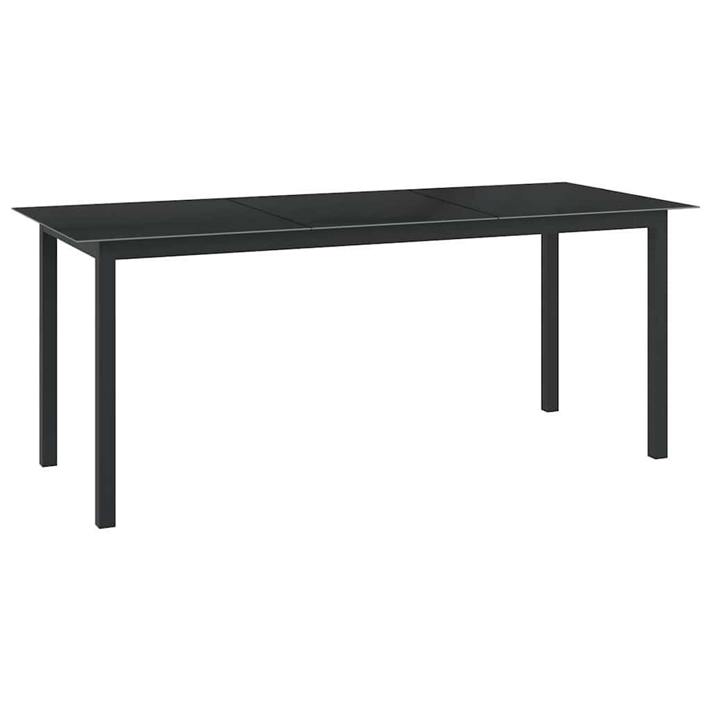 Garden Table Aluminium and Glass Black 190 cm 90 cm