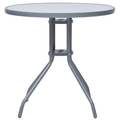 vidaXL Garden Table | Light Grey | Steel, Glass | Small |  Durable 2