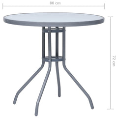 vidaXL Garden Table | Light Grey | Steel, Glass | Small |  Durable 5
