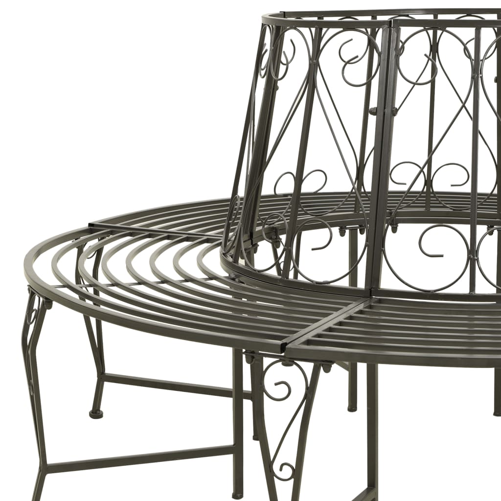 vidaXL Garden Tree Bench 160 cm Steel 4