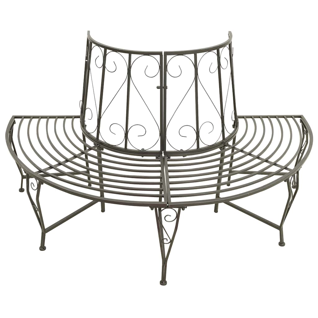 vidaXL Garden Half Round Tree Bench 160 cm Steel 2