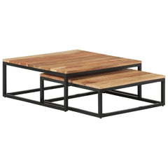 vidaXL Nesting Coffee Tables 2 pcs Solid Acacia Wood 1