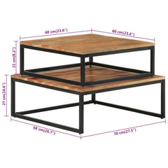 vidaXL Nesting Coffee Tables 2 pcs Solid Acacia Wood 6