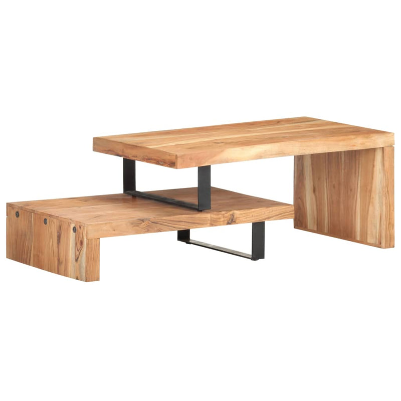 Juego de mesa de centro de 2 piezas de madera maciza de acacia