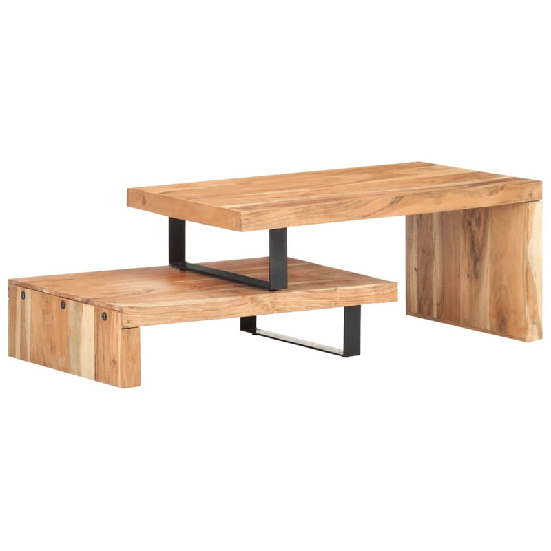 Juego de mesa de centro de 2 piezas de madera maciza de acacia