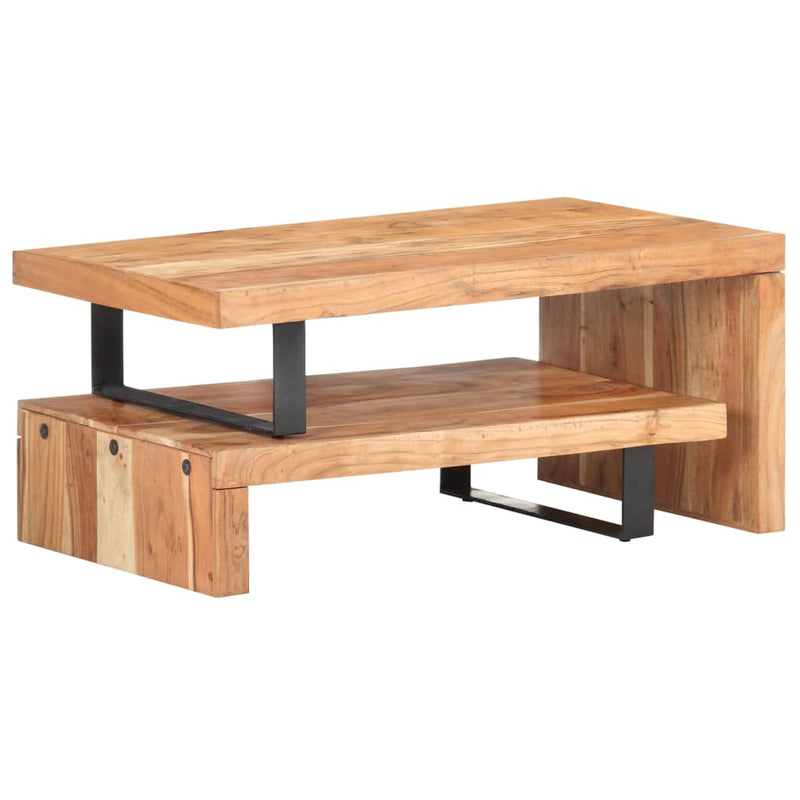 Juego de mesa de centro de 2 piezas de madera maciza de acacia