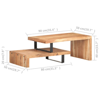 Juego de mesa de centro de 2 piezas de madera maciza de acacia