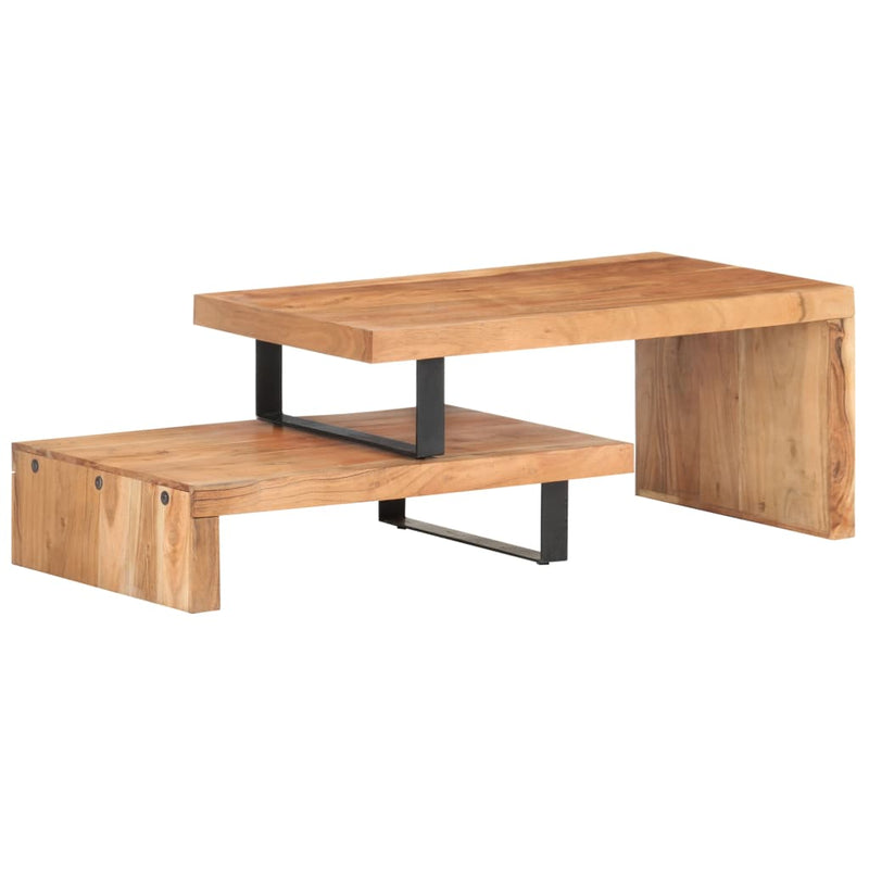 Juego de mesa de centro de 2 piezas de madera maciza de acacia