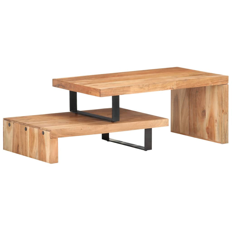 Juego de mesa de centro de 2 piezas de madera maciza de acacia