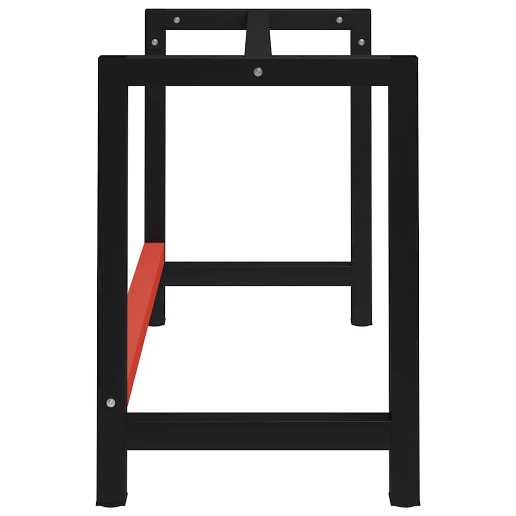 vidaXL Work Bench Frame Metal 120x57x79 cm Black and Red 4