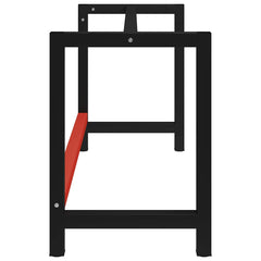 vidaXL Work Bench Frame Metal 150x57x79 cm Black and Red 3