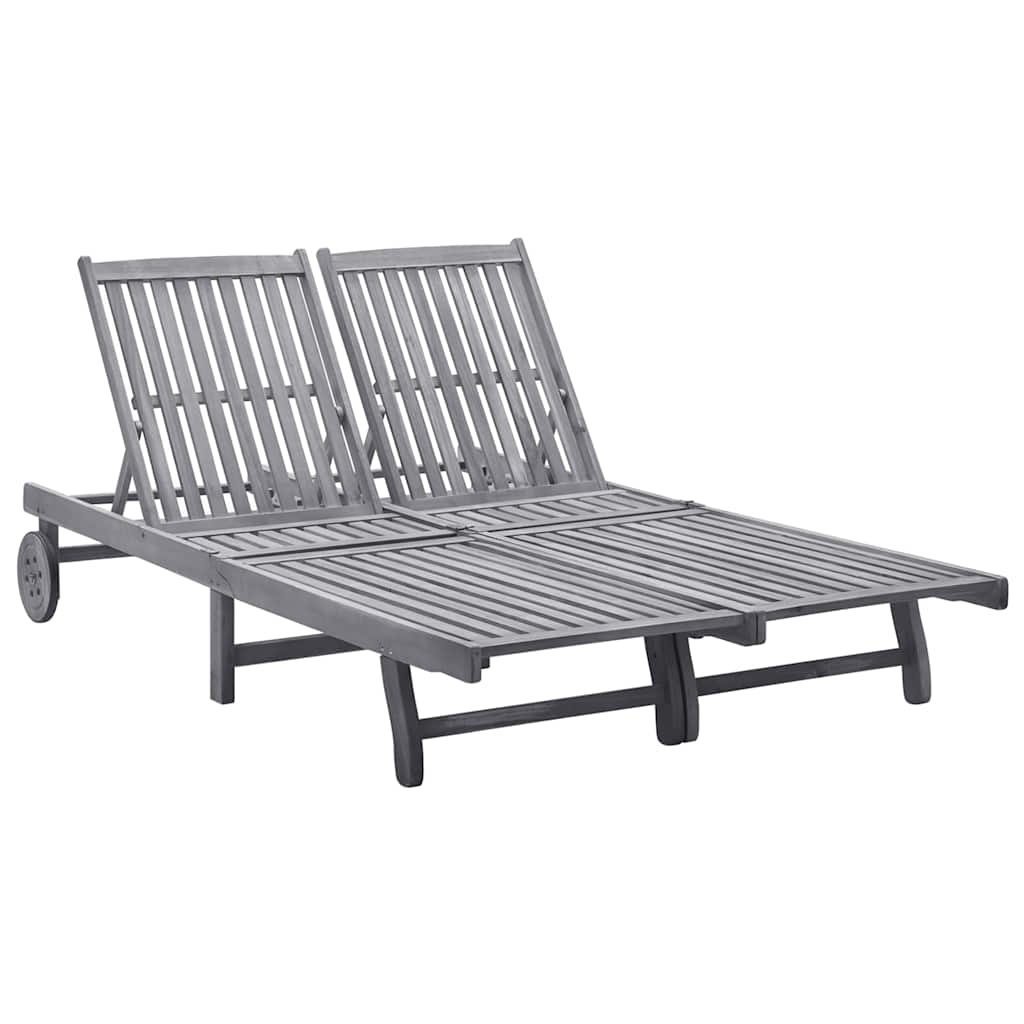 Solid Acacia Wood 2-Person sun lounger