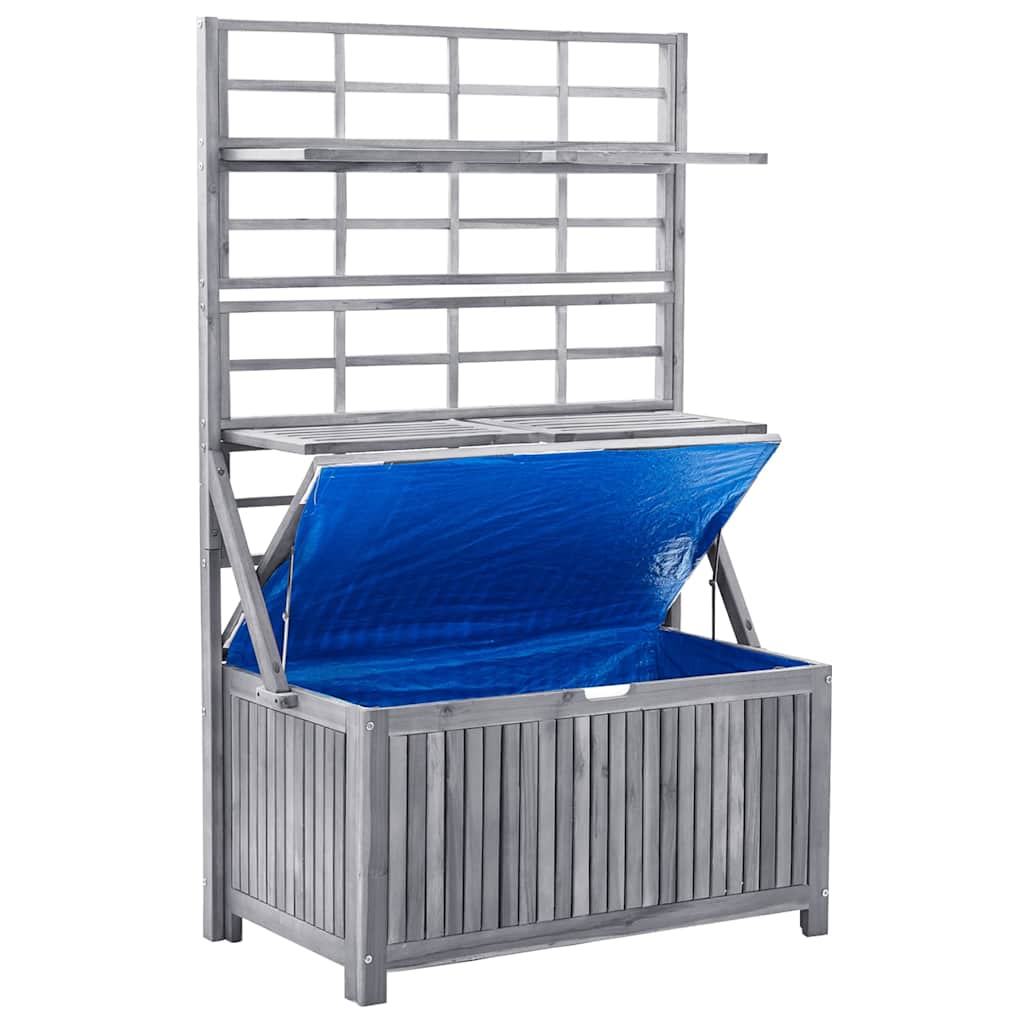 Storage Box with Trellis 99x55x160 cm Solid Acacia Wood Grey