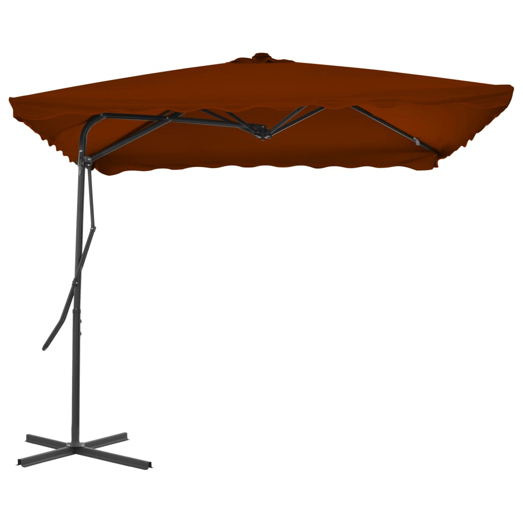 vidaXL Garden Parasol with Steel Pole Terracotta 250x250x230 cm 2