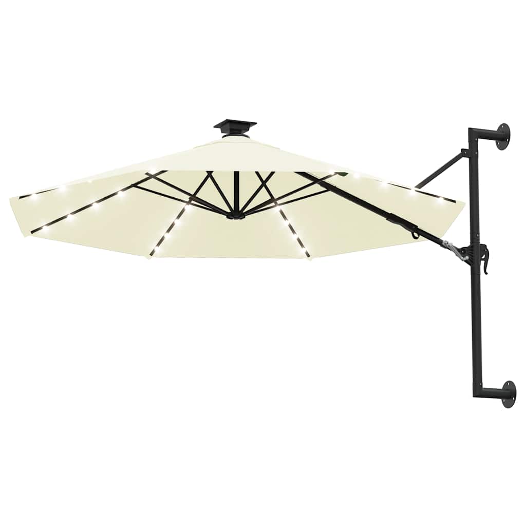vidaXL Wall-mounted Garden Parasol with LEDs 300 cm Sand 2