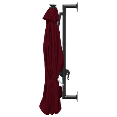 Wall-mounted Parasol with LEDs and Metal Pole 300 cm Burgundy