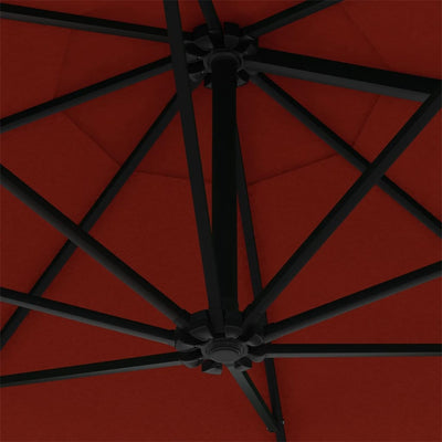 Wall-mounted Parasol with LEDs and Metal Pole 300 cm Terracotta