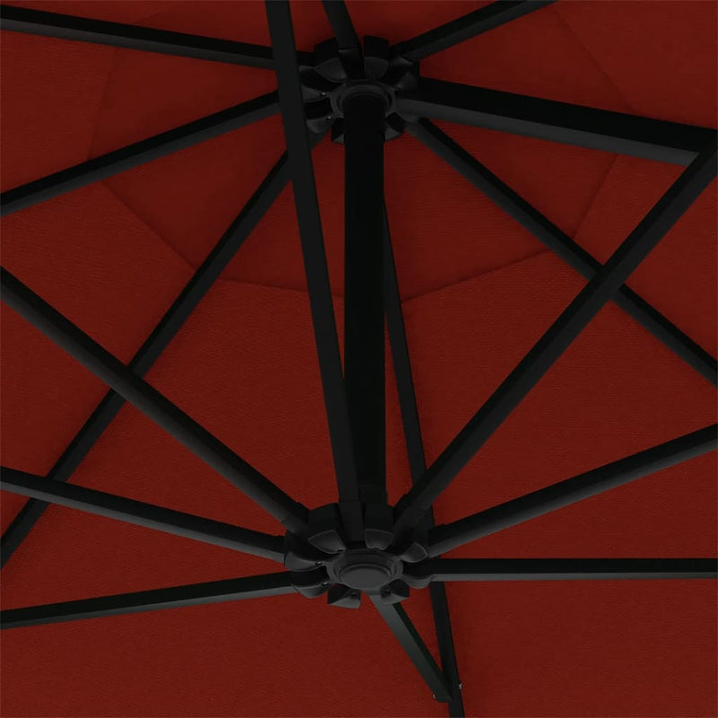 Wall-mounted Parasol with LEDs and Metal Pole 300 cm Terracotta