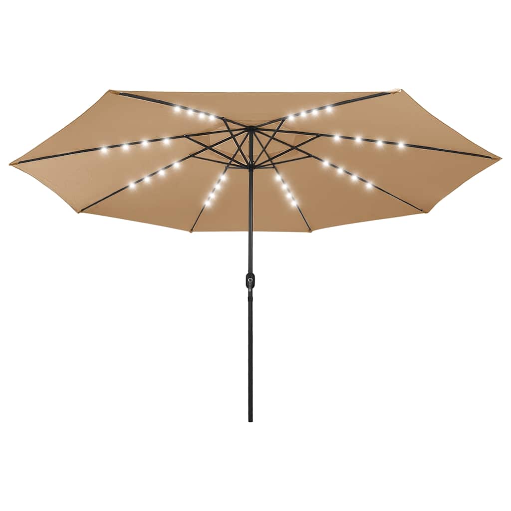 vidaXL Garden Parasol with LED Lights 400 cm Taupe 2