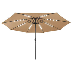 vidaXL Garden Parasol with LED Lights 400 cm Taupe 2