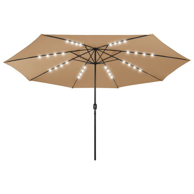 Outdoor Parasol with LED Lights and Metal Pole 400 cm Taupe