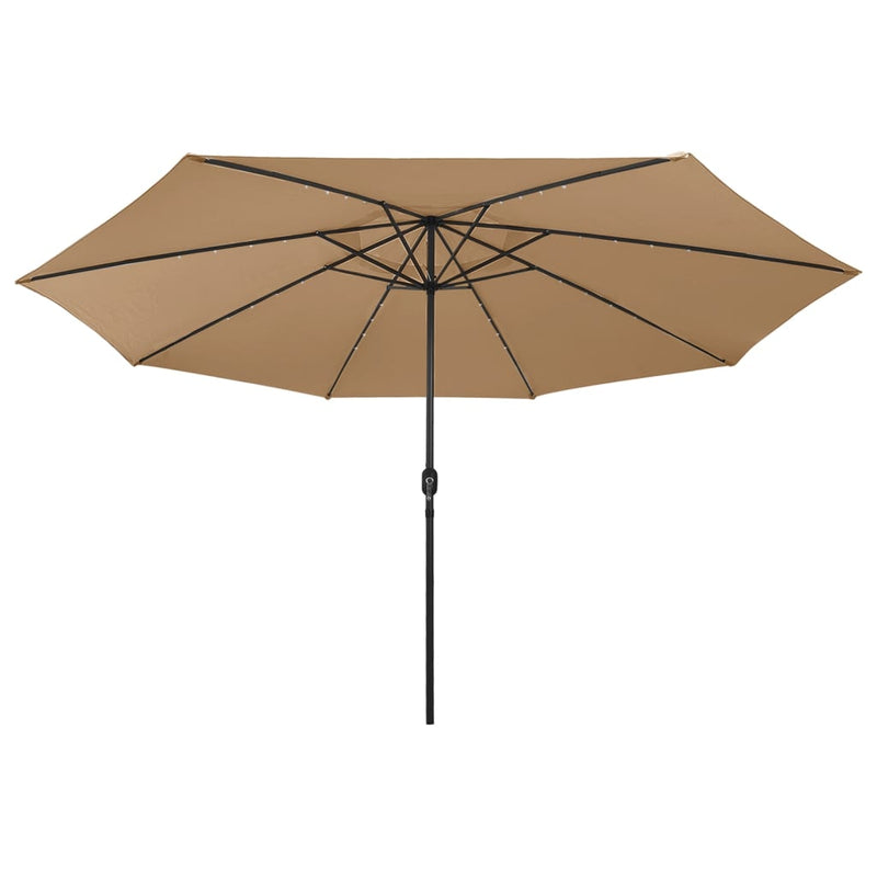 Outdoor Parasol with LED Lights and Metal Pole 400 cm Taupe