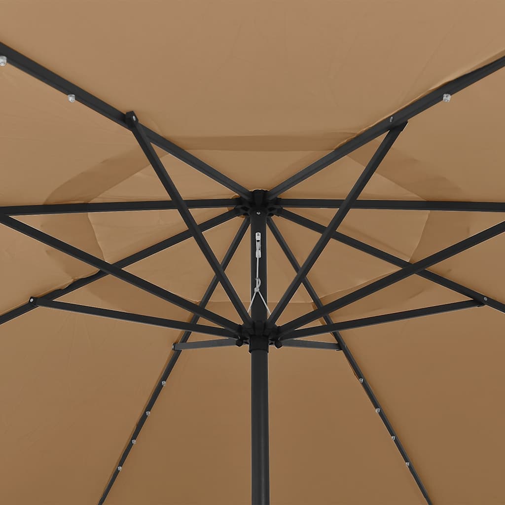 vidaXL Garden Parasol with LED Lights 400 cm Taupe 4