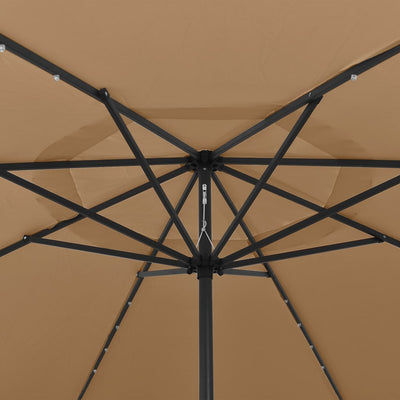 Outdoor Parasol with LED Lights and Metal Pole 400 cm Taupe