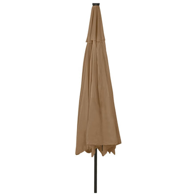 Outdoor Parasol with LED Lights and Metal Pole 400 cm Taupe