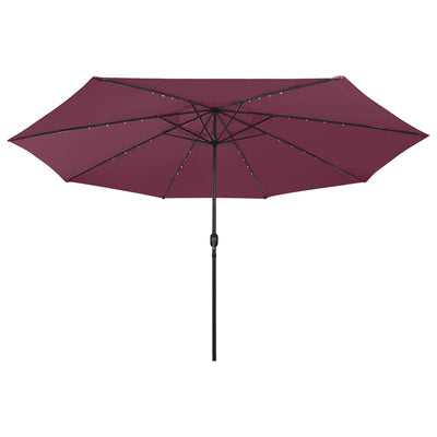 Outdoor Parasol with LED Lights and Metal Pole 400 cm Bordeaux Red