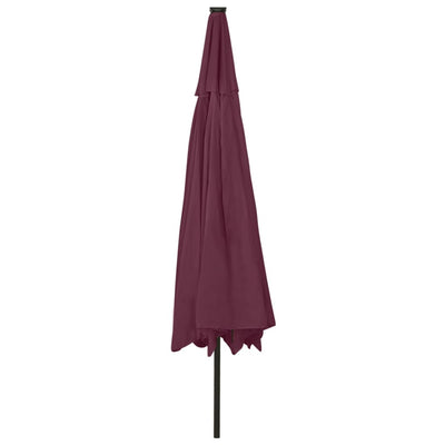 Outdoor Parasol with LED Lights and Metal Pole 400 cm Bordeaux Red