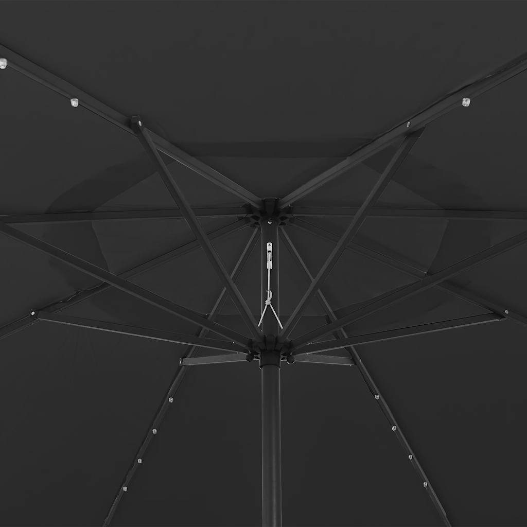 vidaXL Garden Parasol with LED Lights 400 cm Black 4