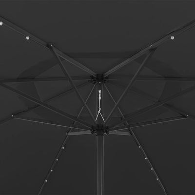 Outdoor Parasol with LED Lights and Metal Pole 400 cm Black