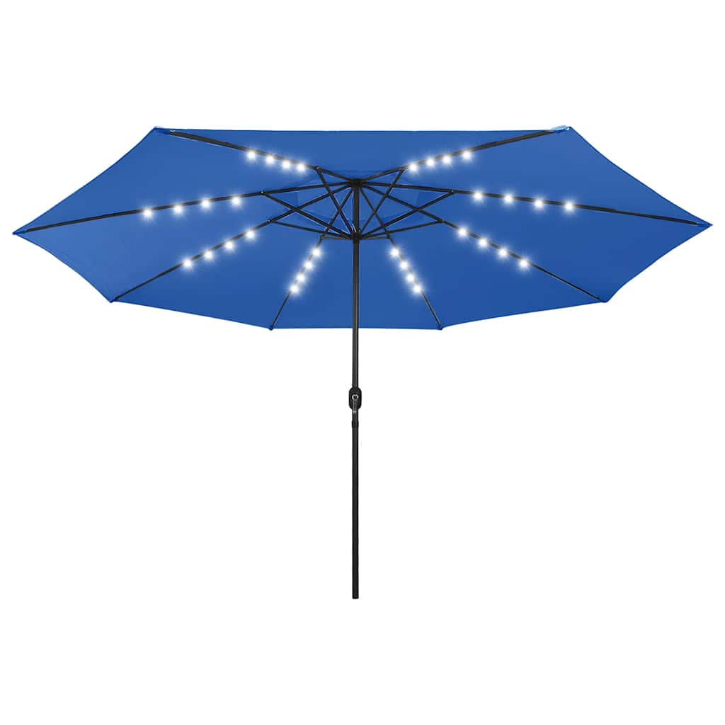 vidaXL Garden Parasol with LED Lights 400 cm Azure Blue 2