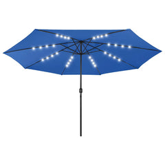 vidaXL Garden Parasol with LED Lights 400 cm Azure Blue 2