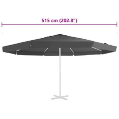 vidaXL Replacement Fabric for Outdoor Parasol Anthracite 515 cm 5