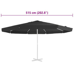vidaXL Replacement Fabric for Outdoor Parasol Black 515 cm 5