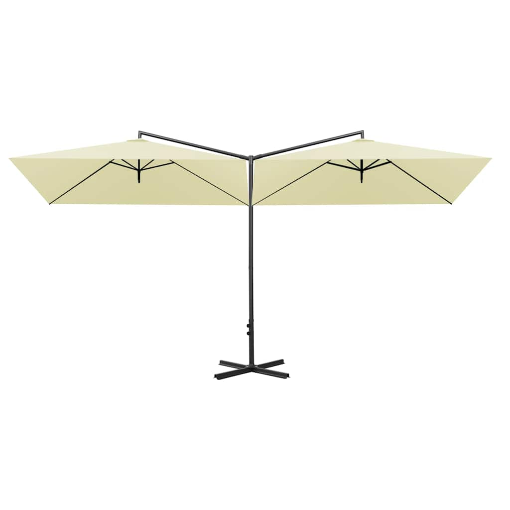 vidaXL Double Garden Parasol with Steel Pole Sand 600x300 cm 3