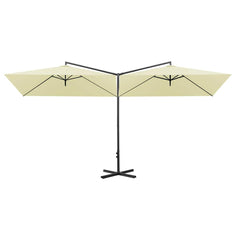 vidaXL Double Garden Parasol with Steel Pole Sand 600x300 cm 3