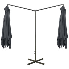 vidaXL Double Garden Parasol with Steel Pole Anthracite 600x300 cm 4