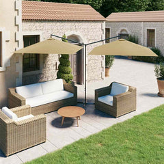 vidaXL Double Garden Parasol with Steel Pole Taupe 600x300 cm 1