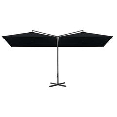 vidaXL Double Garden Parasol with Steel Pole Black 600x300 cm 3