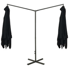 vidaXL Double Garden Parasol with Steel Pole Black 600x300 cm 4