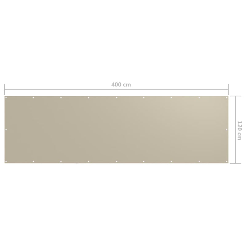 Balcony Screen Beige 120x400 cm Oxford Fabric