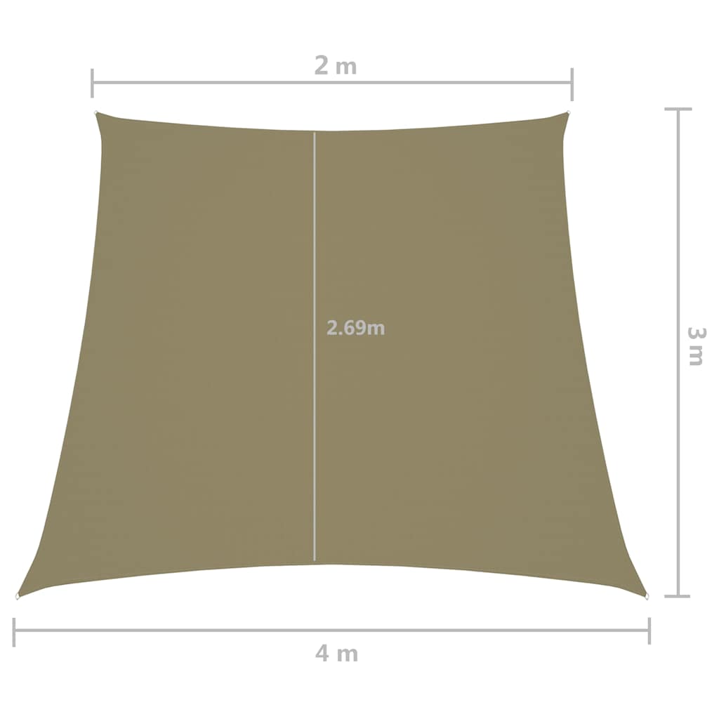 vidaXL Sunshade Sail Oxford Fabric Trapezium 2/4x3 m Beige 6