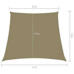 vidaXL Sunshade Sail Oxford Fabric Trapezium 2/4x3 m Beige 6