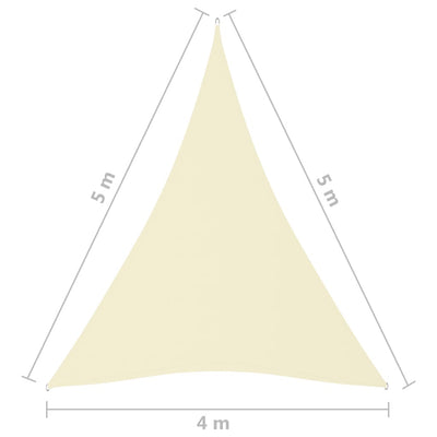 Sunshade Sail Oxford Fabric Triangular 4x5x5 m Cream