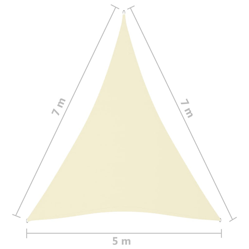 Sunshade Sail Oxford Fabric Triangular 5x7x7 m Cream