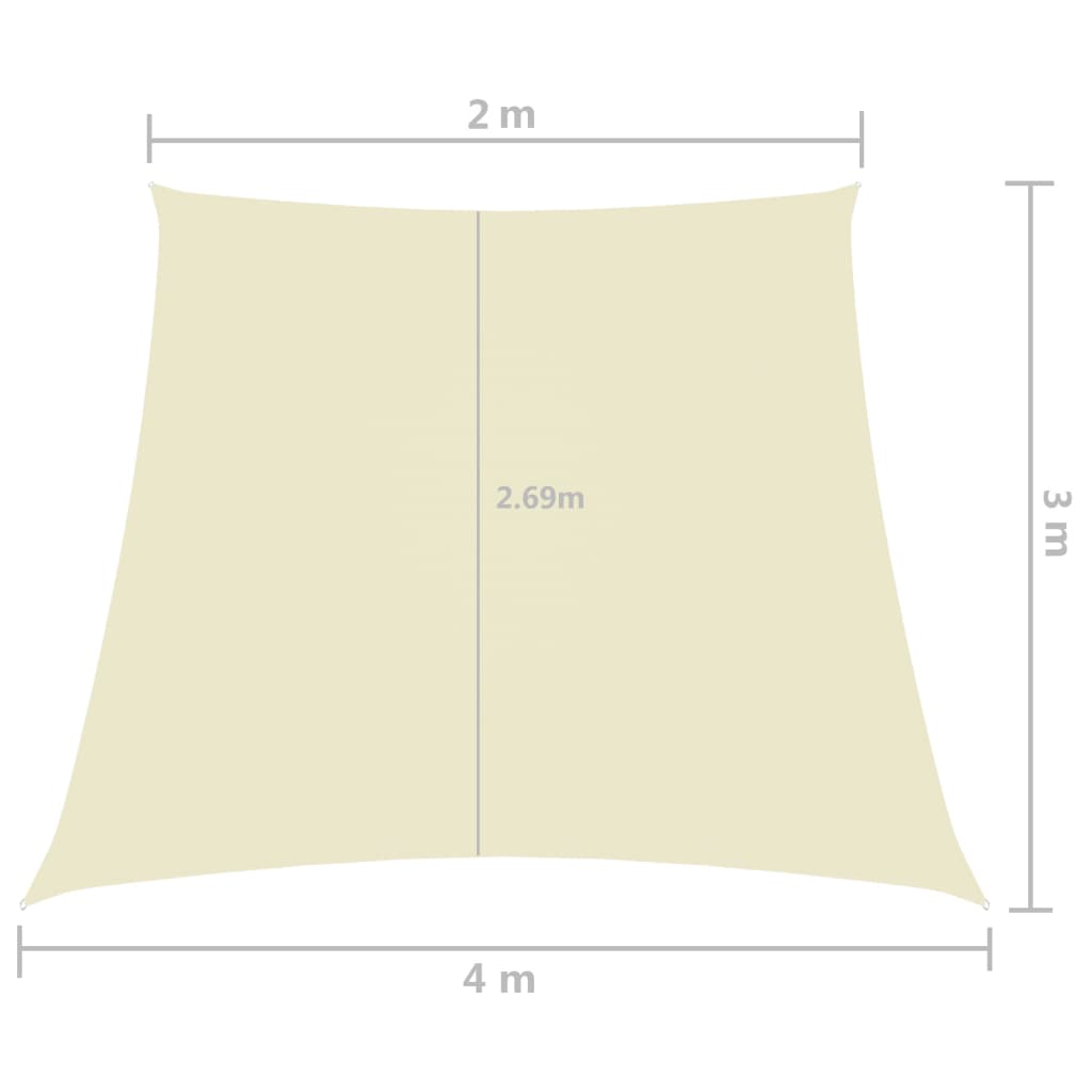 vidaXL Sunshade Sail Oxford Fabric Trapezium 2/4x3 m Cream 6